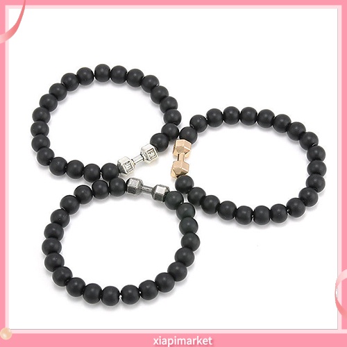 Xiapimarket / Vòng Tay Tập Gym Bằng Đá Nhám Màu Đen Có Thể Điều Chỉnh Phong Cách Punk