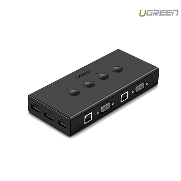KVM Switch 4 port USB - Thiết bị 4 máy tính dùng 1 màn hình chính hãng Ugreen 50280 cao cấp