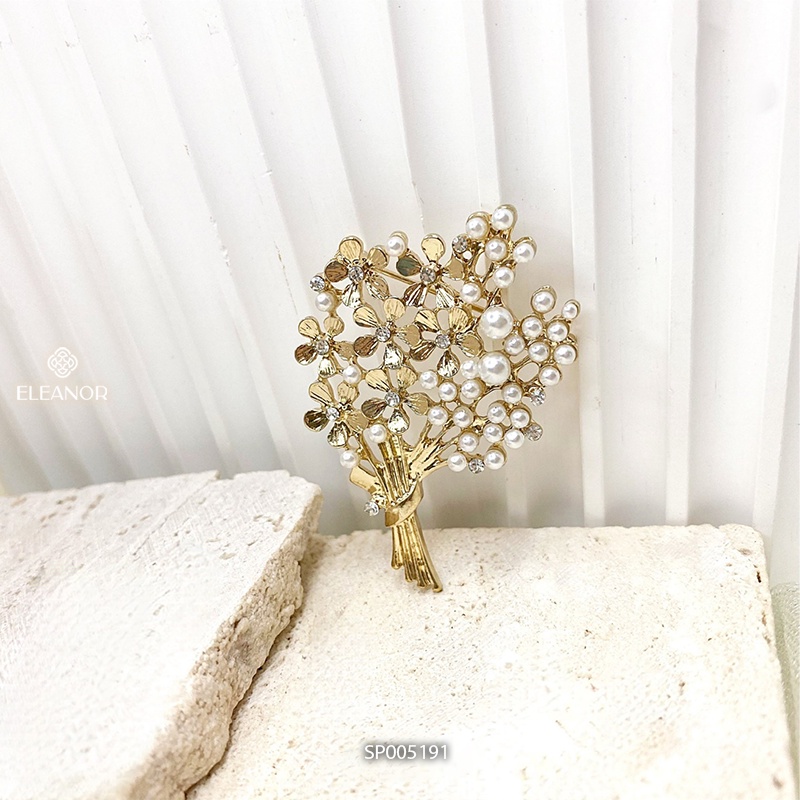 Ghim cài áo nam nữ Eleanor Accessories hình bó hoa đính đá ngọc trai nhân tạo phụ kiện thời trang 5191