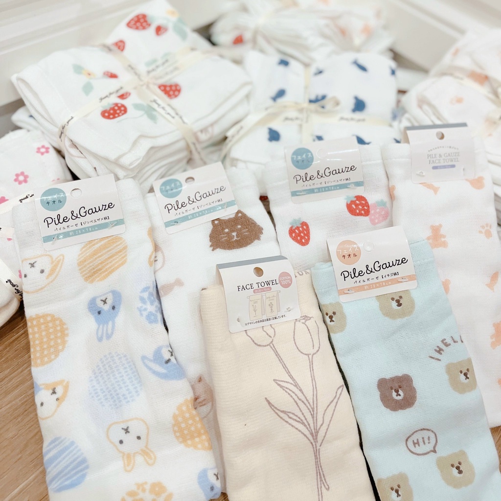 SET 4 KHĂN TẮM, KHĂN MẶT XÔ 100% ORGANIC COTTON PILE &GAUZE XUẤT XỊN