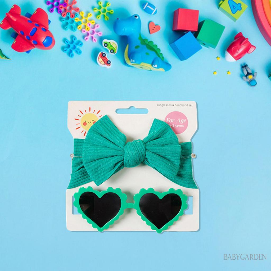 Babygarden-bộ Kính Mát Hình Trái Tim + Băng Đô Cho Bé