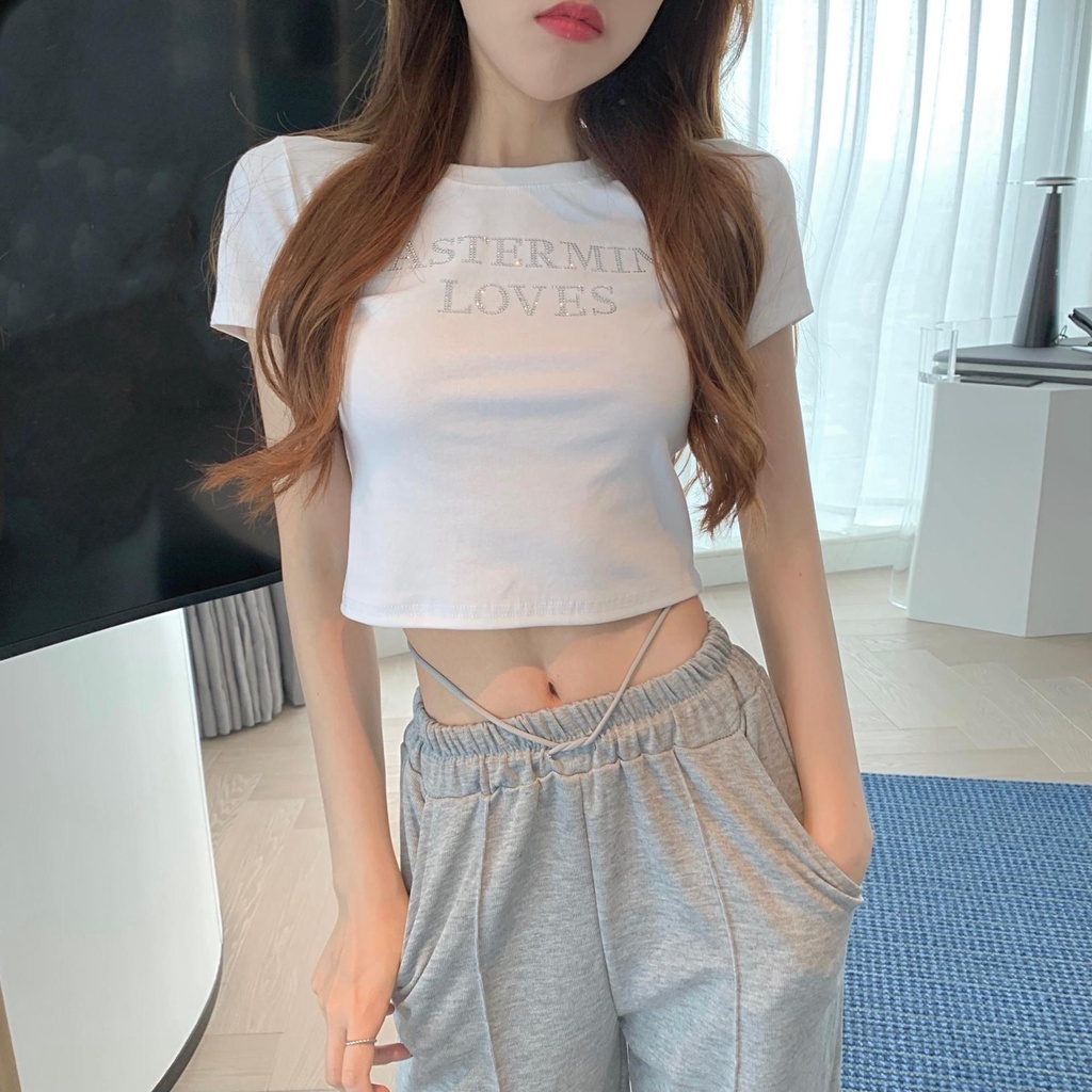 Áo thun NRVP tay ngắn dáng ôm in họa tiết phong cách đường phố Hàn Quốc thời trang 2023