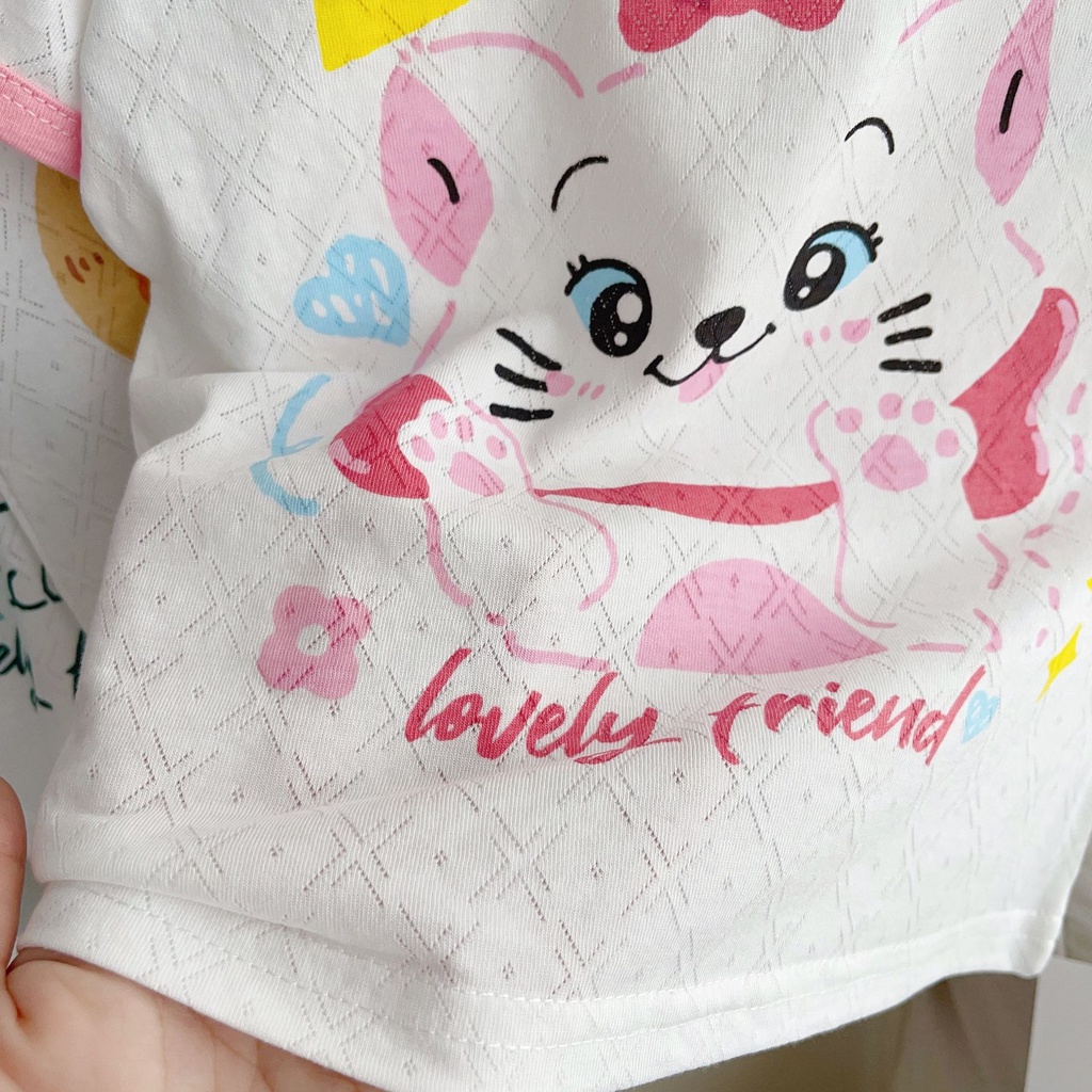Bộ Đồ Thể Thao Tay Ngắn Vải Cotton Thoáng Khí Thời Trang Mùa Hè 2023 Dễ Thương Cho Bé