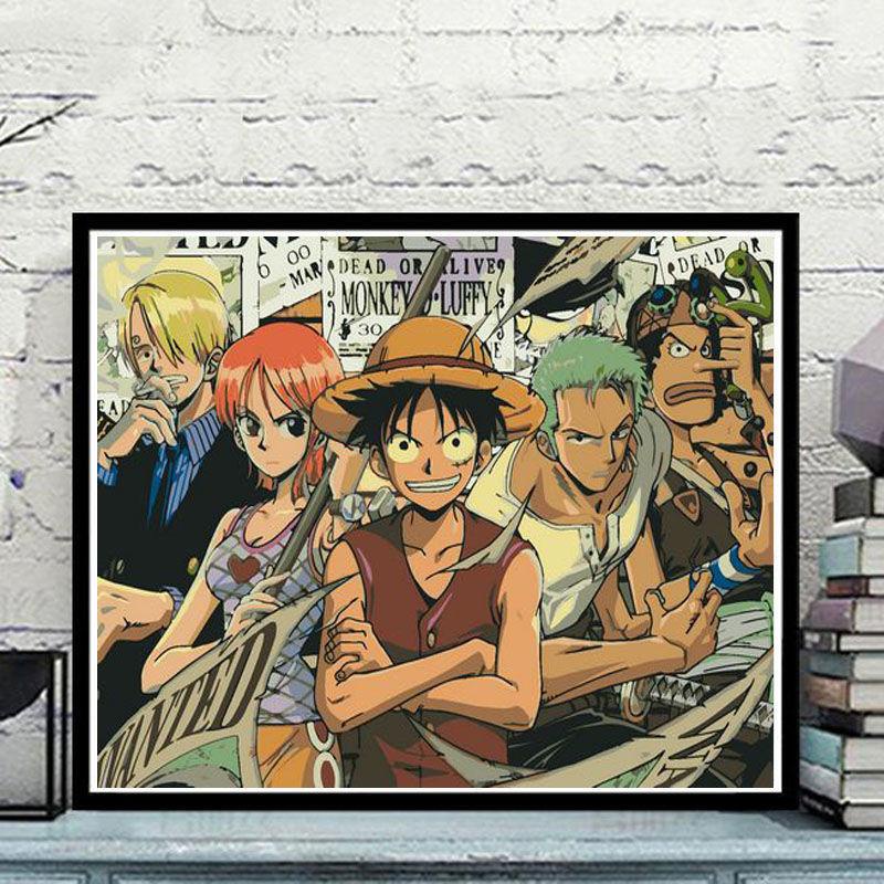 [Có sẵn] Tranh Sơn Dầu Số Hoá Tự Tô Mô Hình Anime Đảo Hải Tặc One Piece, Naruto