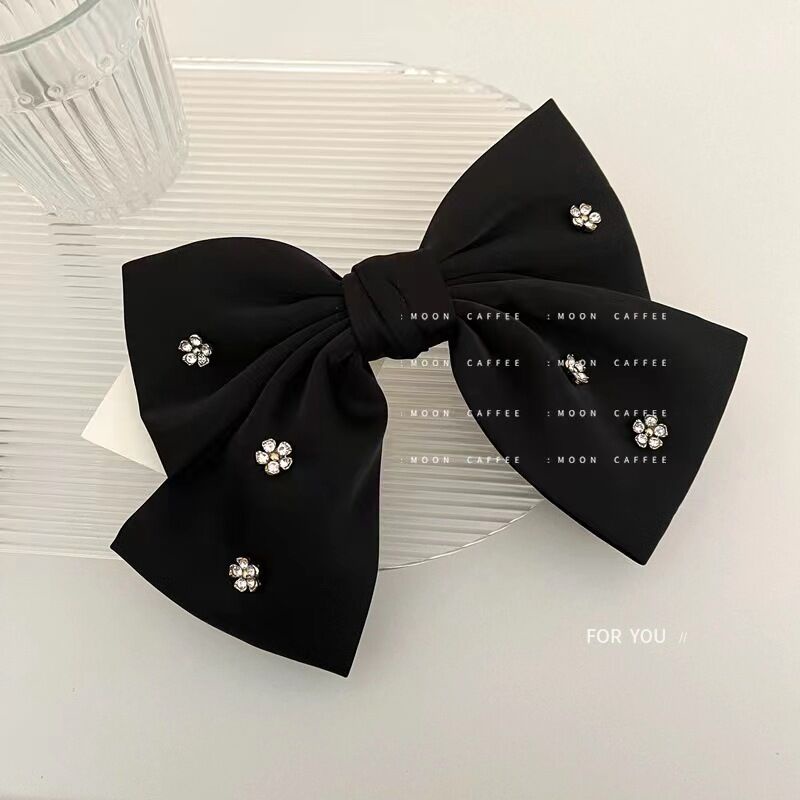 Bộ Kẹp Tóc Nơ Đính Đá Hình Hoa Trà Bằng Satin Thời Trang Hàn Quốc Cho Nữ