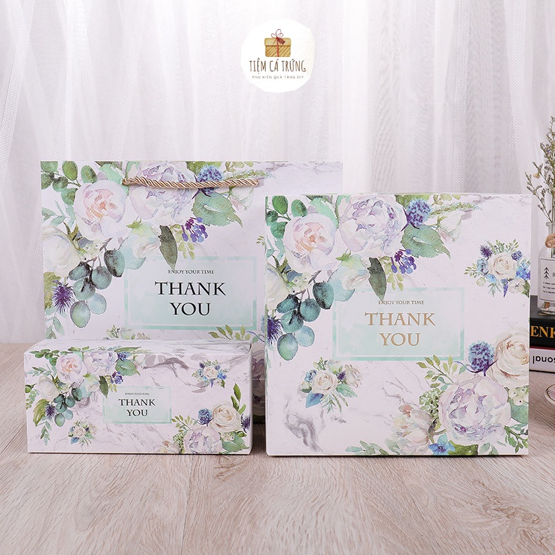 [HQ18] Combo Hộp & Túi Đựng Quà THANK YOU - Lễ14/2 - 8/3 - 20/10 - Kỷ niệm  - Tiệm Cá Trứng