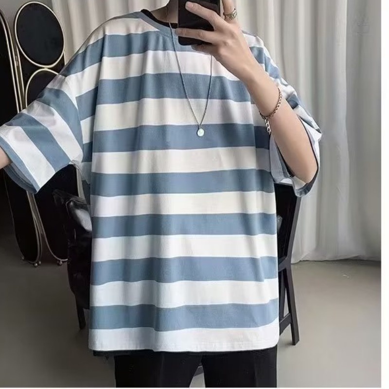 Áo Thun Tay Ngắn Cổ Tròn Plus Size M-8XL Phong Cách Hàn Quốc Cho Nam