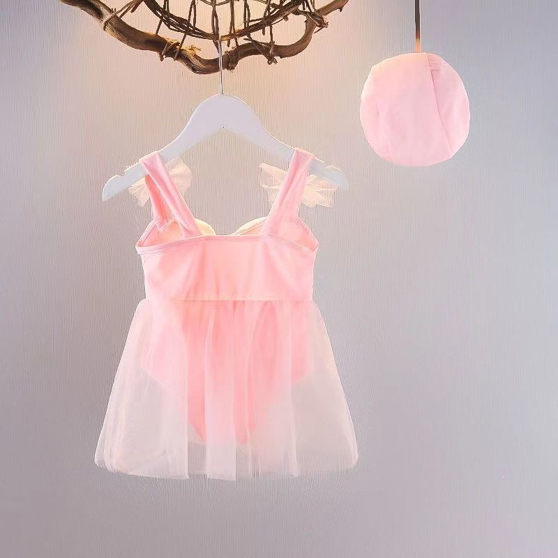 Bikini Bộ Đồ Bơi Một Mảnh Màu Hồng Ngọt Ngào Dễ Thương Phong Cách Hàn Quốc Cho Bé Gái 2-7 Tuổi