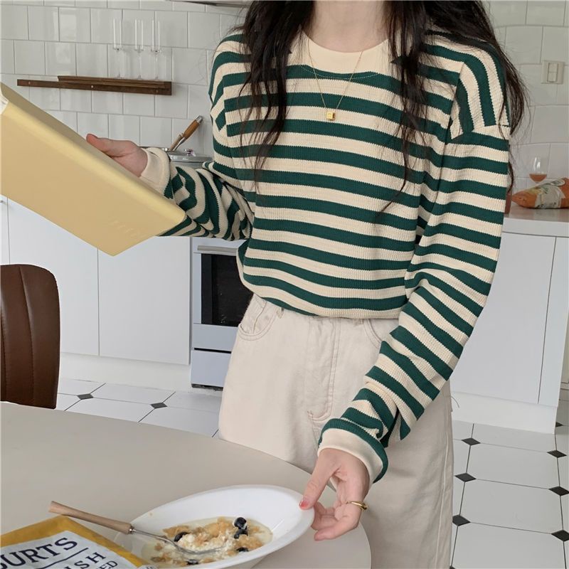 COZOK Áo Thun Nữ Dài Tay Cổ Tròn Thời Trang Hàn