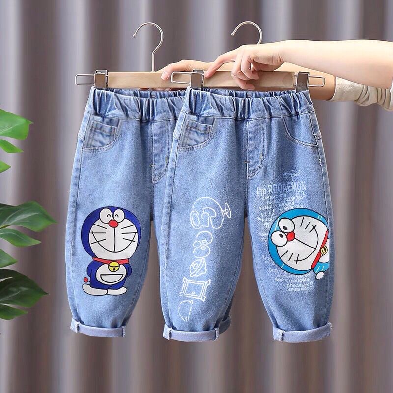 Quần bò cạp chun trẻ em Doraemon xanh cho bé trai & bé gái