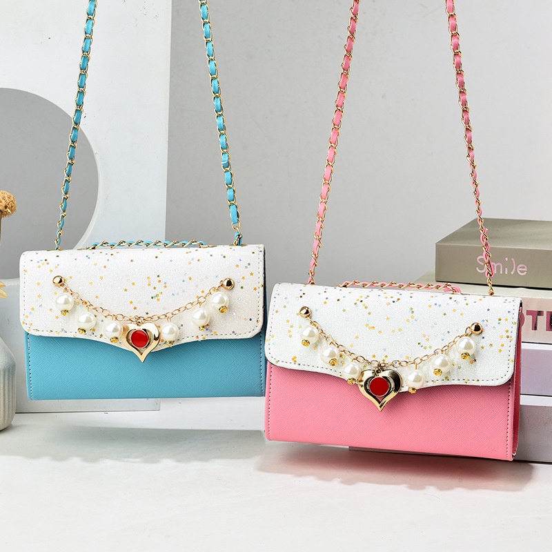 Túi Đeo Chéo Hình Vuông Đính Kim Tuyến Lấp Lánh Phong Cách Hàn Quốc Thời Trang Cho Nữ