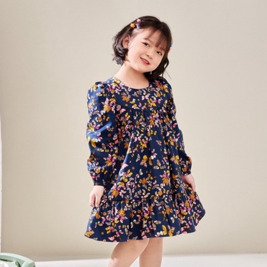 Váy babydoll bé gái họa tiết hoa, váy hè bé gái chất cotton nhẹ mát, cho bé 2,3,4,5,6 tuổi MonBabies VDG22w05