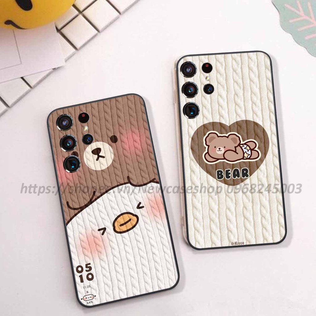 Ốp lưng Samsung S23 / S23 Plus / S23 Ultra / S23 Fe in hình họa tiết len Bear Cute