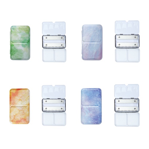 Hộp sắt rỗng metal box đựng màu - hộp SeamiArt 12 ô halfpan (Có ngàm giữ)