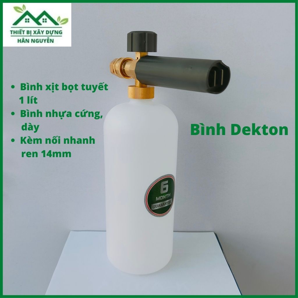 Bình xịt bọt tuyết máy rửa xe 1 lít Dekton,Kèm nối nhanh ren 14mm