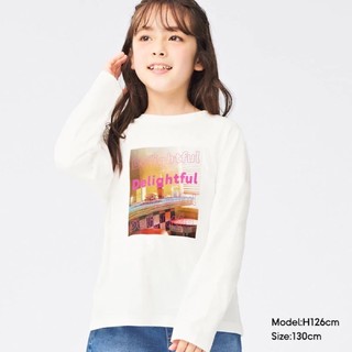 Áo thun dài tay cổ tròn Delightful bé gái tuổi teen dễ thương của GU - Nhật