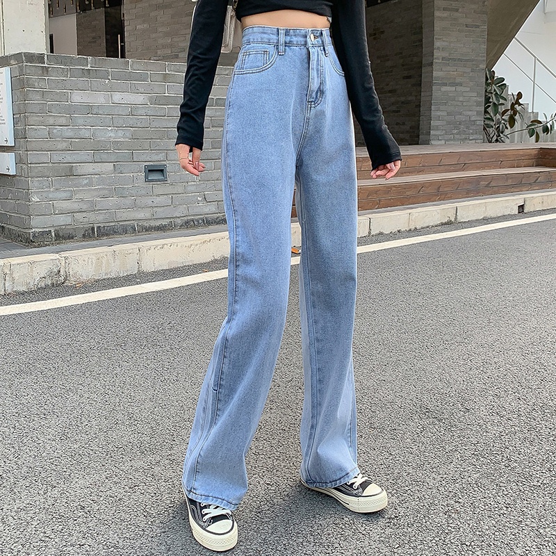 ZHELIHANGFEI Quần Jean Ống Rộng Lưng Cao Dễ Phối Đồ Hợp Thời Trang