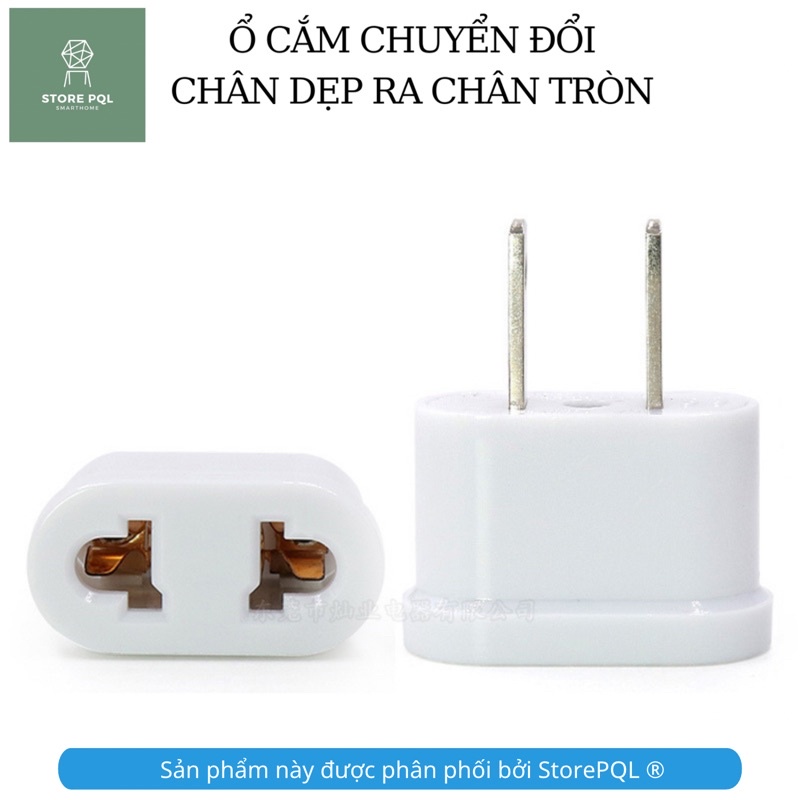 Phích cắm, ổ cắm chuyển đổi chân dẹp ra chân tròn 2 chấu 220V/15A