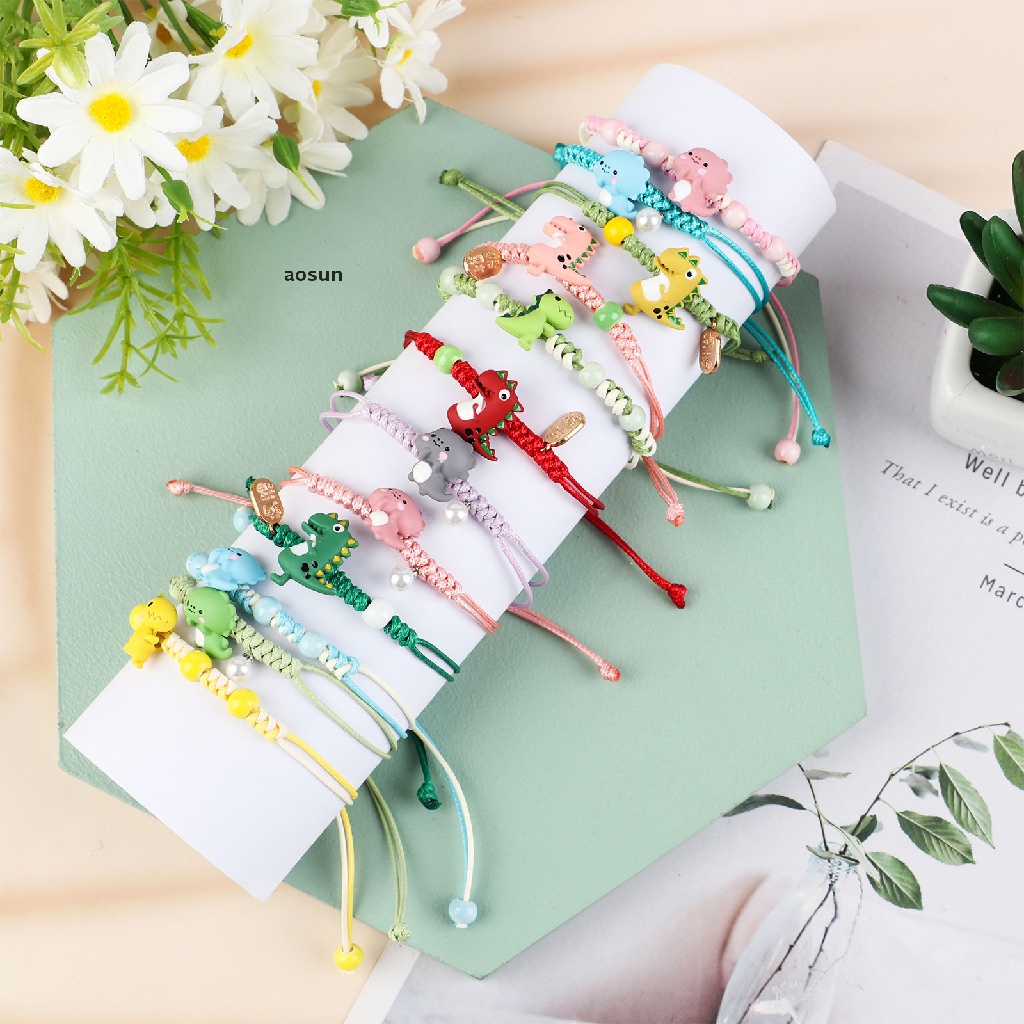 Aosun Set 12 Vòng Tay Tình Bạn Xỏ Hạt Hình Khủng Long Dễ Thương