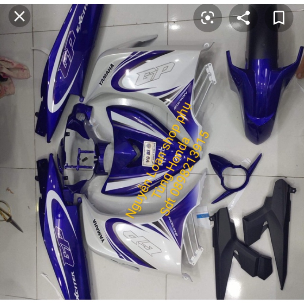 YAMAHA - DÀN ÁO CHO XE EXCITER 135 XANH TRẮNG ĐỜI 2011 ĐẾN 2014 FULL DÀN MÀU 10 món Chua tem ,co du mau - VJC SÀI GÒN