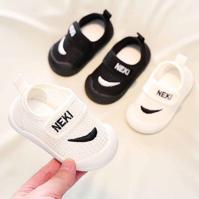 Giày tập đi cho bé trai trẻ em phối lưới thoáng khi bốn mùa đế mềm chống trượt quai ngang êm chân