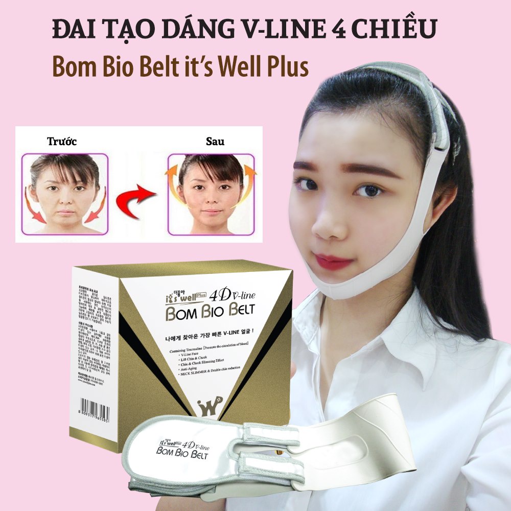 Đai 4D định hình gương mặt thon gọn V-Line, chống chảy xệ, nọng cằm It's Well Plus