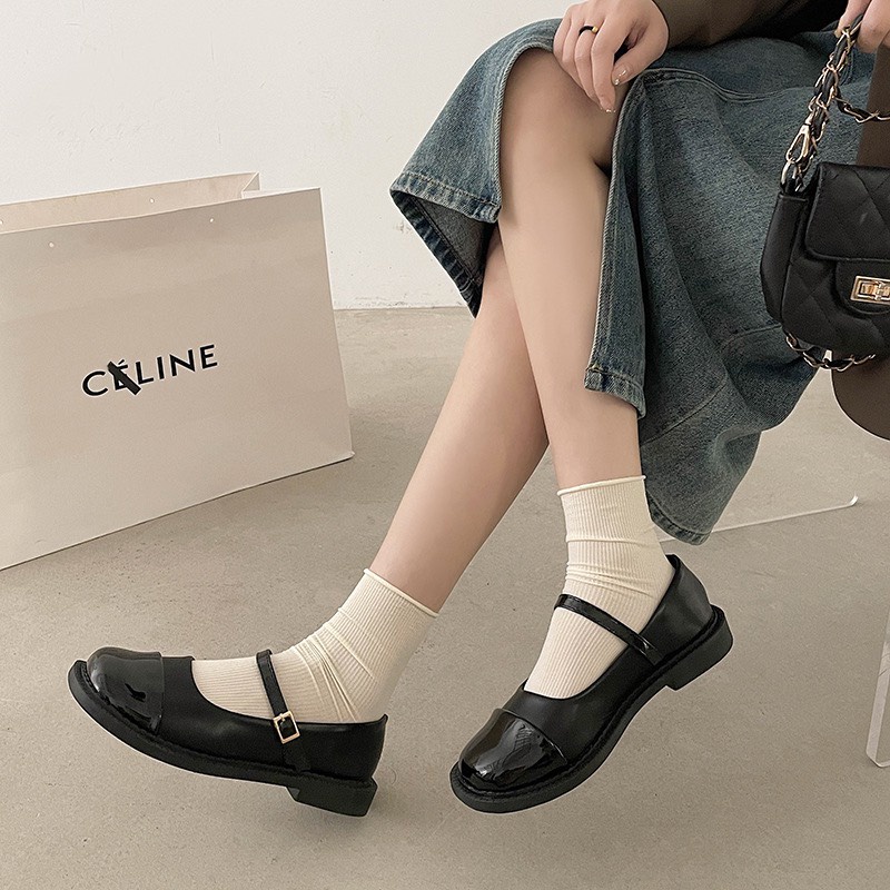 Giày Mary Janes mũi vuông da mềm mã 809