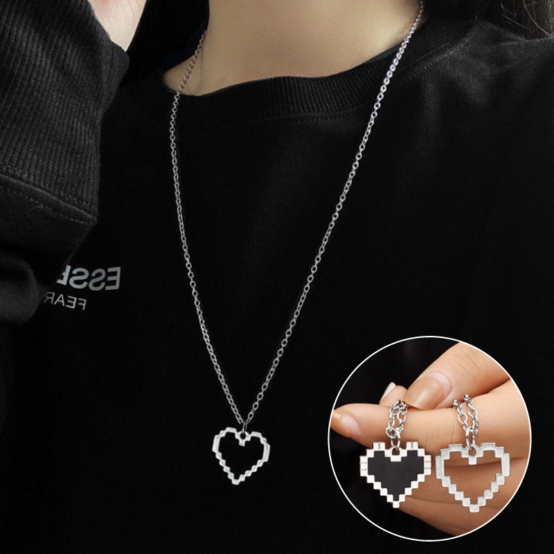 Vòng cổ Mặt Trái Tim Rỗng Phong Cách Hip Hop Punk Cho Cặp Đôi