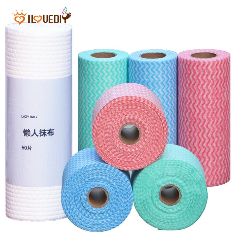 Cuộn 50 Miếng Vải Không Dệt Lau Chén Dĩa Dùng Một Lần Tiện Dụng