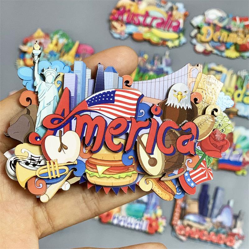 Nam Châm Dán Tủ Lạnh Bằng Gỗ Kiểu Nga canada us hawaii