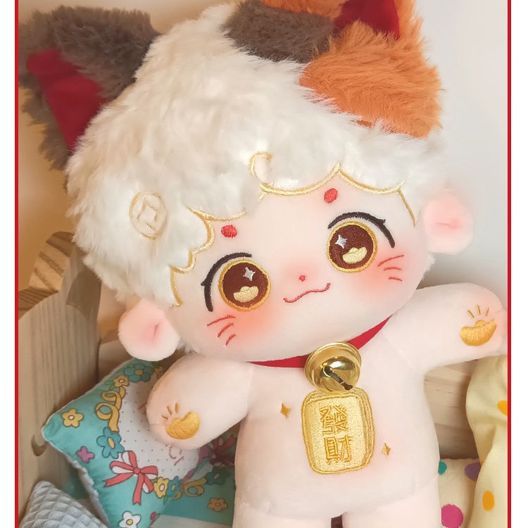 Búp Bê Vải Cotton 20CM Hình Chú Mèo May Mắn Dễ Thương