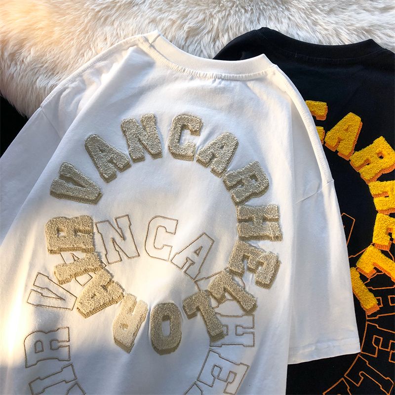 COZOK Áo Thun Ngắn Tay Dáng Rộng Thêu Họa Tiết Thời Trang