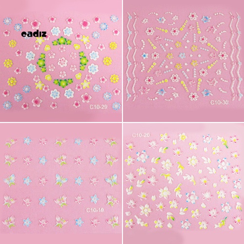 Set 50 Tấm Hình Dán Họa Tiết Hoa Và Bướm 3D Trang Trí Móng Nghệ Thuật DIY