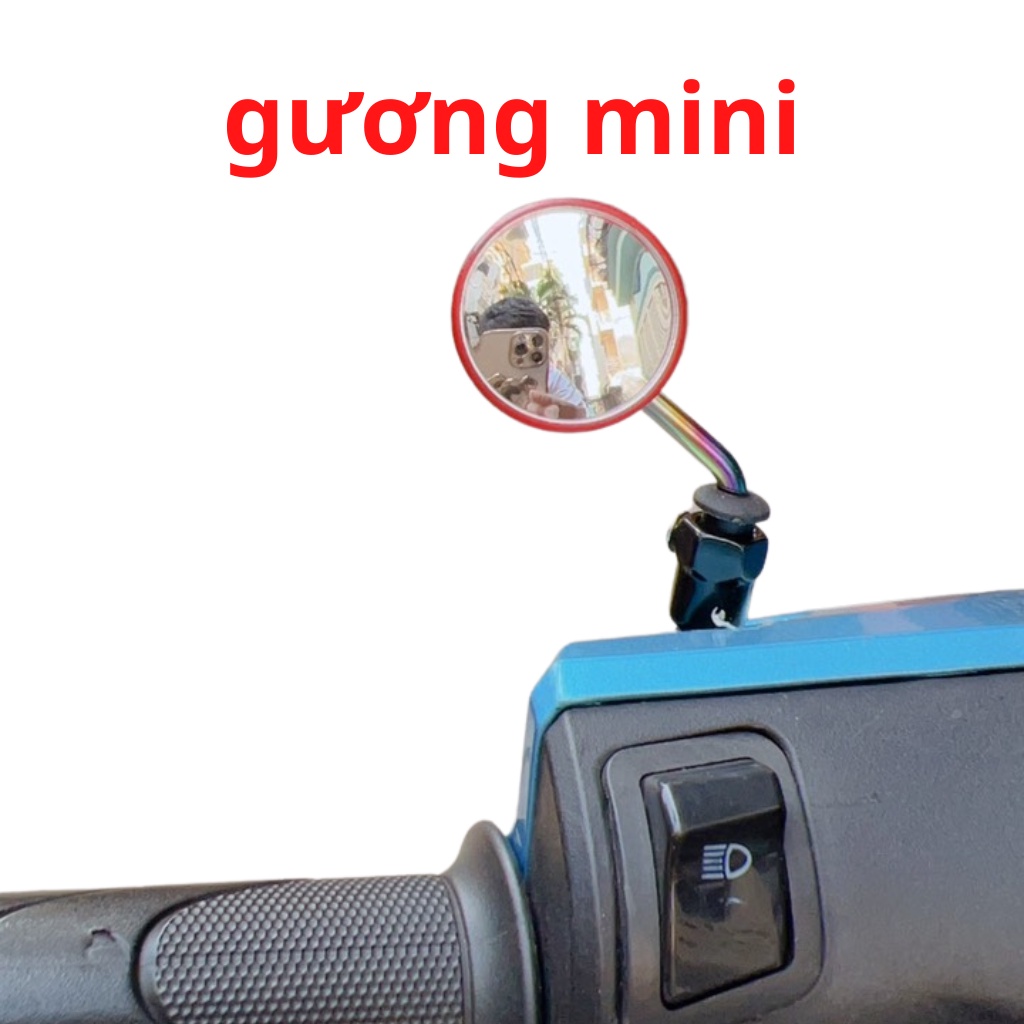 Gương mini 3cm tình yêu siêu cute lắp trang trí xe máy kiều màu xanh đỏ bạc vàng đen lắp chân 10mm ren thuận