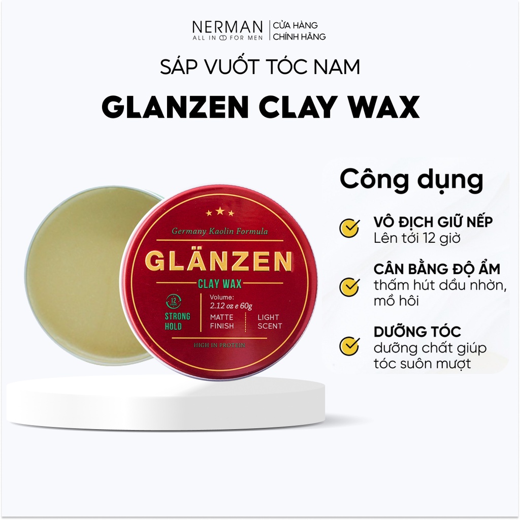 Bộ quà tặng nam giới 2 HEAD - Gel vệ sinh nam giới Sanda Perfume 100ml & Sáp vuốt tóc nam Glanzen 60g