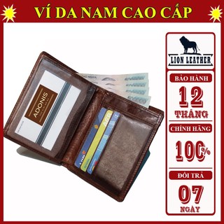 Ví da nam cao cấp , Ví da bò dáng đứng full hộp da mềm mịn
