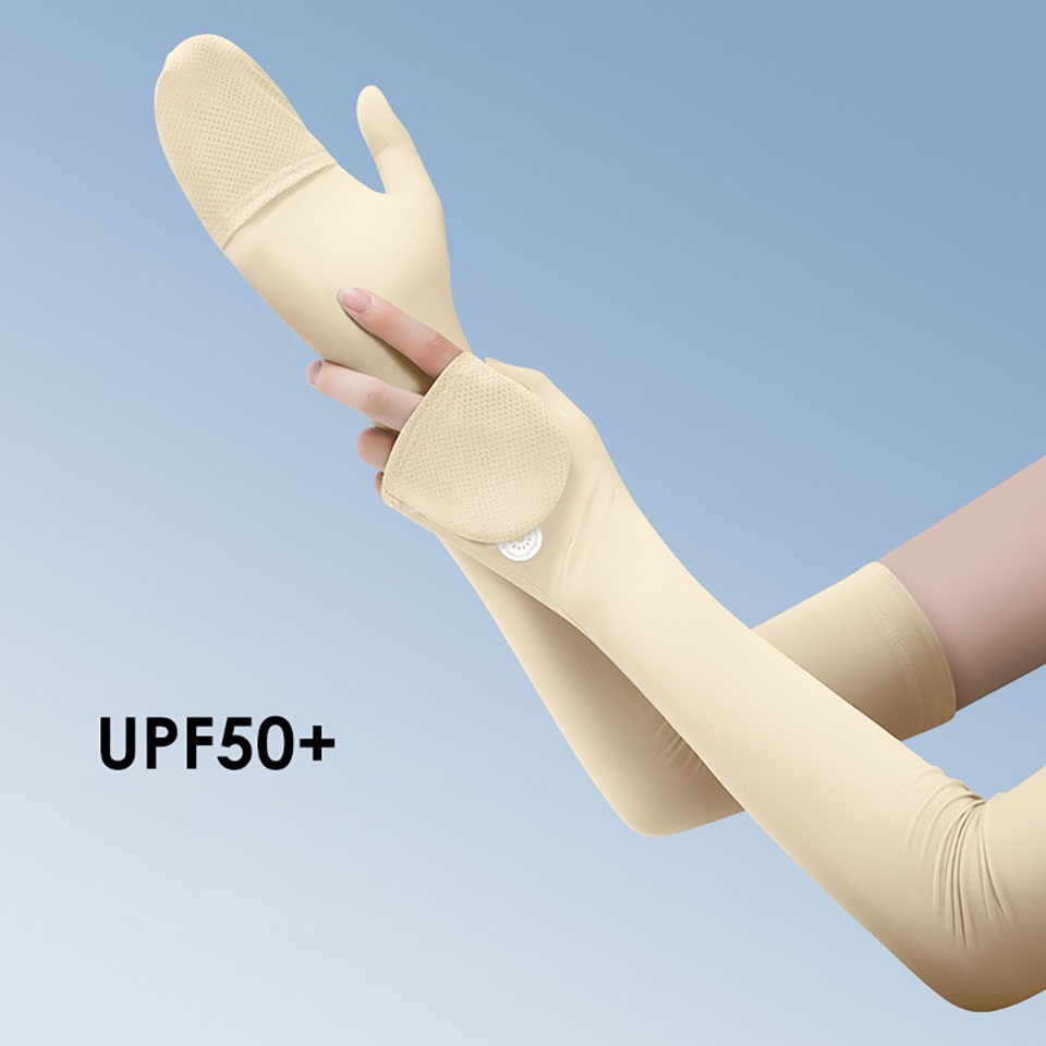 1 Cặp Găng Tay Chống Nắng Và Tia UV Bằng Lụa Lạnh Thoáng Khí Dành Cho Nữ