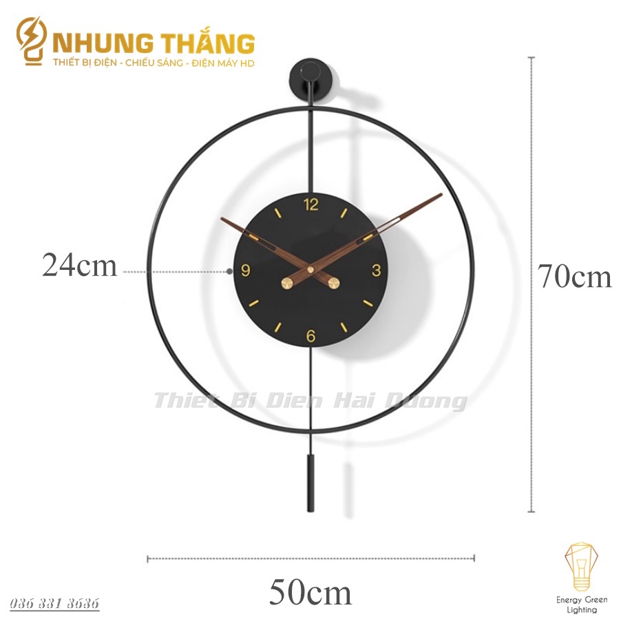 4 Mẫu - Đồng Hồ Treo Tường Decor - Đường Kính 50cm - Decor Trang Trí Nghệ Thuật Cao Cấp - Phong Cách Bắc Âu - BH 1 Năm