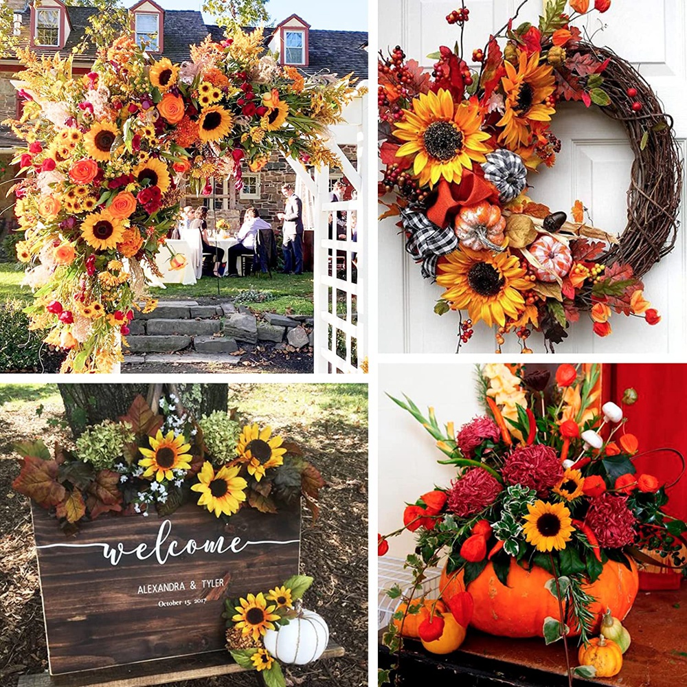 1 Nhánh Hoa Hướng Dương Nhân Tạo Bằng Lụa Kích Thước 4 / 6 / 10CM Dùng Trang Trí Nhà Cửa / Tiệc Cưới DIY