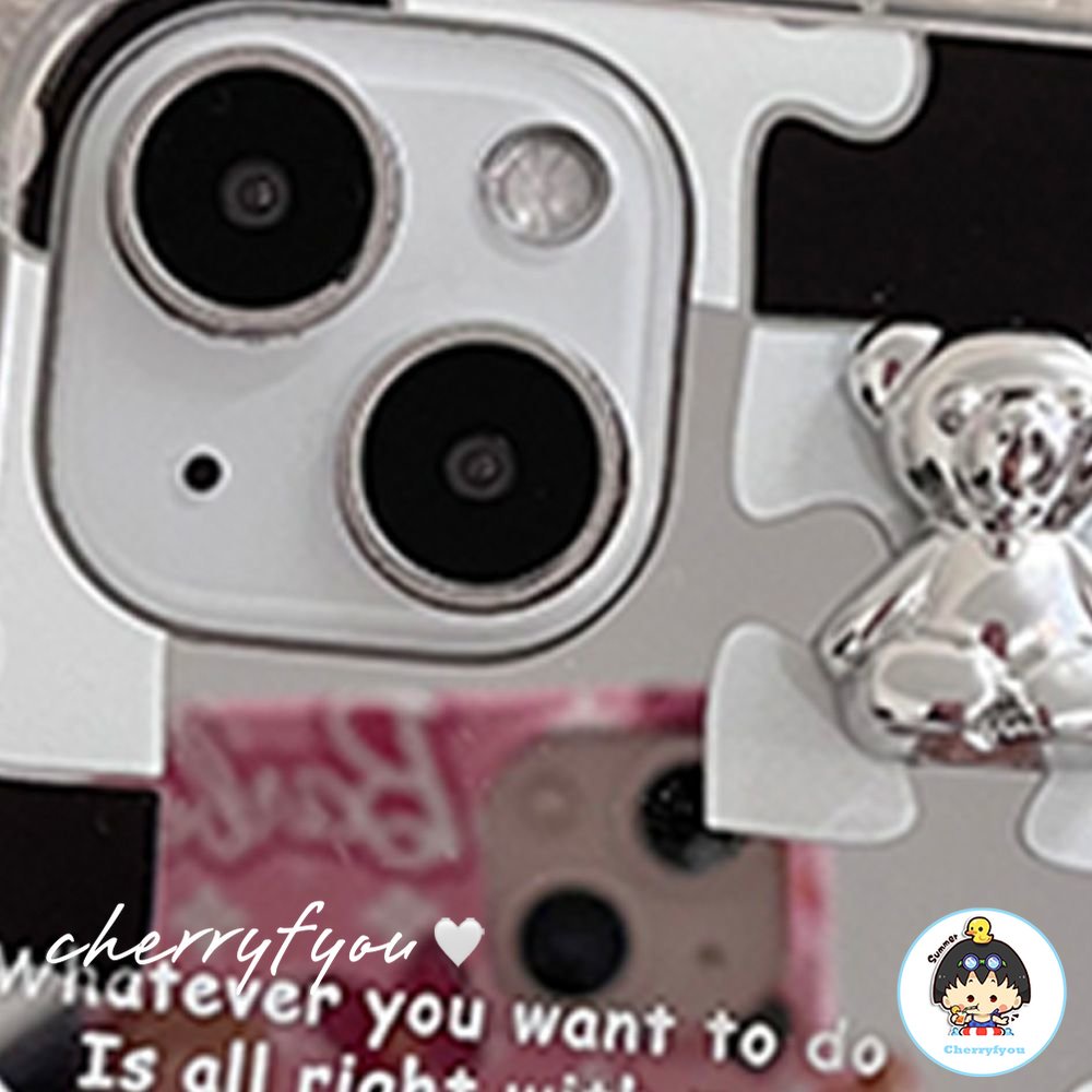 Ốp Điện Thoại TPU Mềm Mạ Gương Họa Tiết Gấu Cho IPhone 14 13 12 11 Pro Max XS XR 8 7 Plus