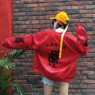 [orrder] áo khoác bomber thêu rồng phi dù 1 lớp