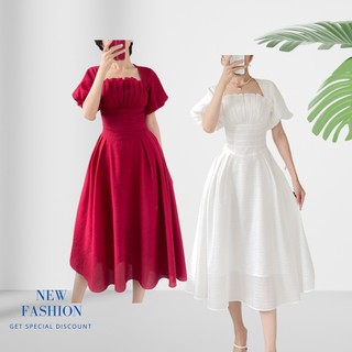 đầm xêp li tay phồng dự tiêc 2 màu ( thời trang bigsize vicky.g - anitagreen) N223