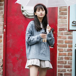Set váy đuôi cá cổ đức kèm áo len vặn thừng Ulzzang