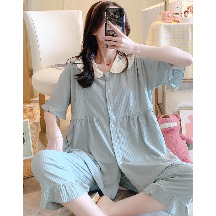 Bộ bầu - bộ sau sinh ( Gân - Lửng ) chất liệu Gân cotton - mặc nhà thời trang mới