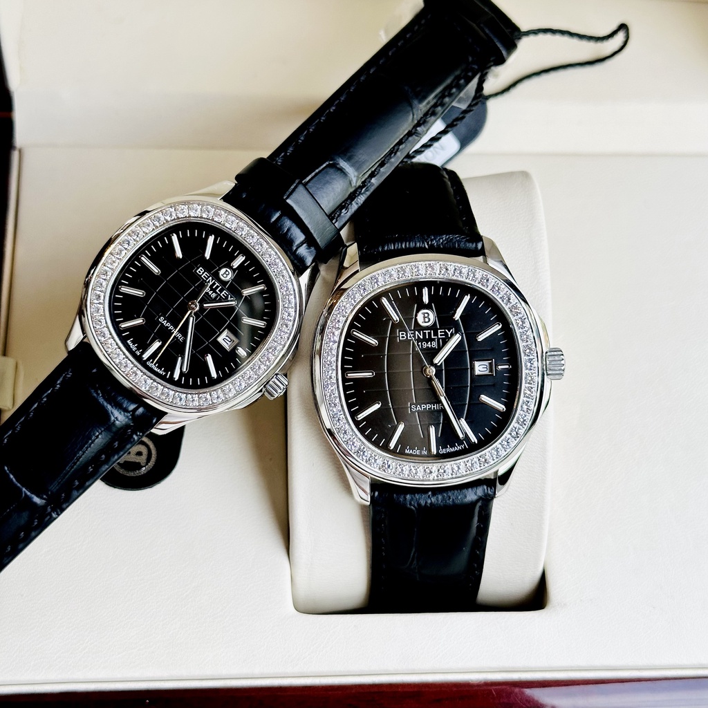 Đồng hồ đôi nam nữ dây da Bentley Nautilus BL1869 Black