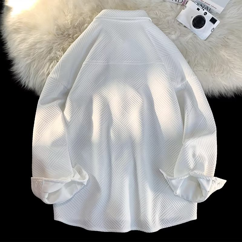 Áo Sơ Mi Dài Tay Dáng Rộng Hoa Văn Kẻ Sọc Phong Cách Retro Giản Dị Dành Cho Nữ Và Nam