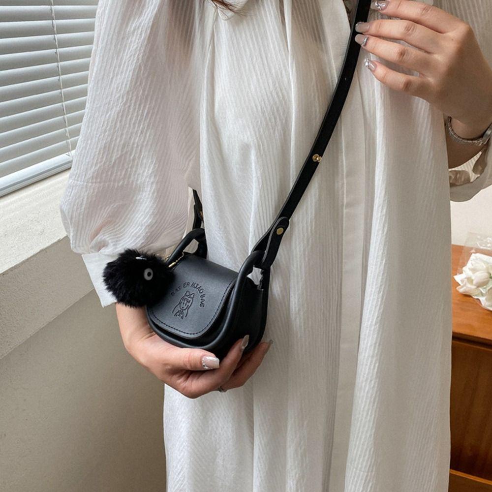 Túi Xách Mini Bằng Da PU Kèm Bóng Lông Thời Trang Cổ Điển Cho Nữ