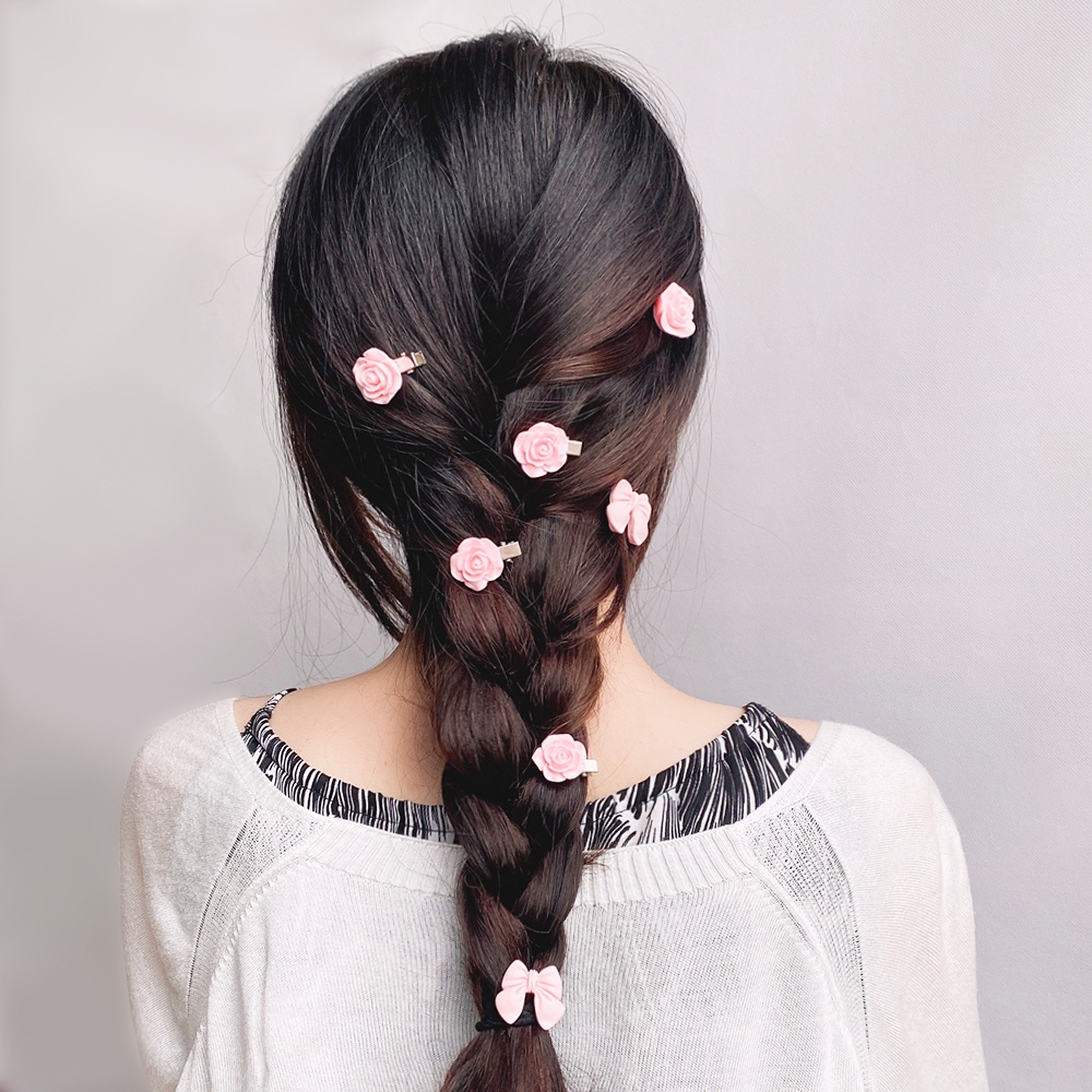 Set 5 Kẹp Tóc Nơ Trái Tim Hoạt Hình Dễ Thương Cho Bé Gái