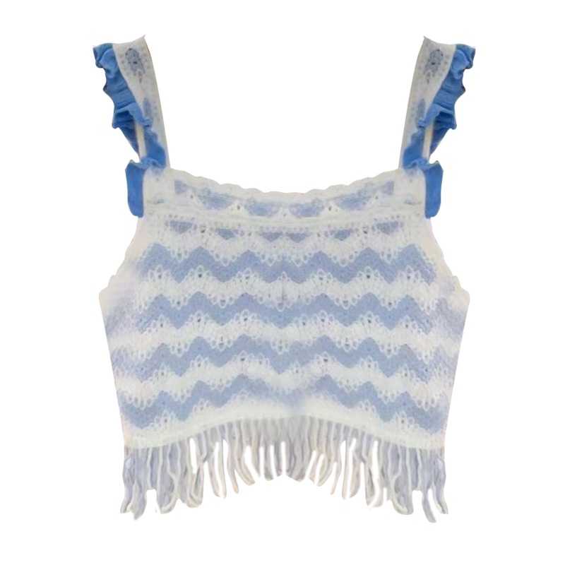 Áo Dệt Kim Không Tay Cổ Vuông Viền Tua Rua Thêu Họa Tiết Thời Trang Mùa Hè Cho Nữ