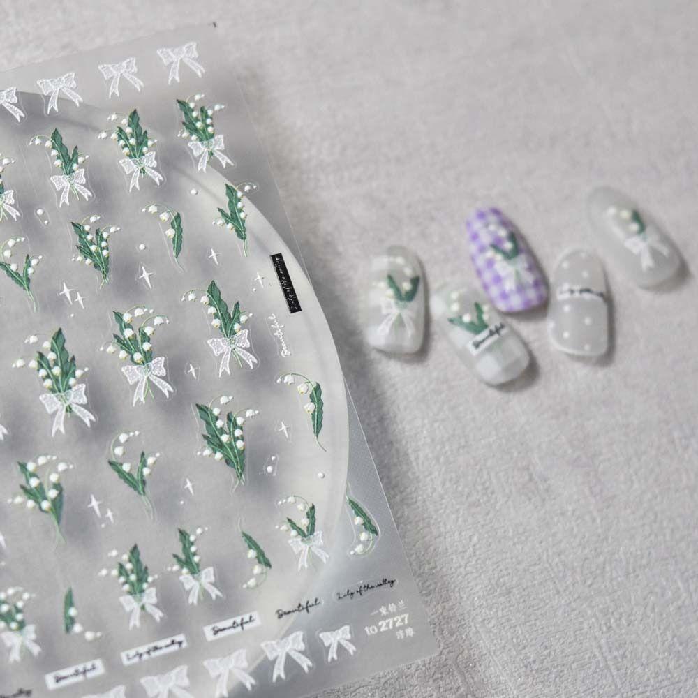 Miếng Dán Trang Trí Móng Tay Tự Dính Họa Tiết Hoa Tulip / Thỏ Hoạt Hình Dễ Thương